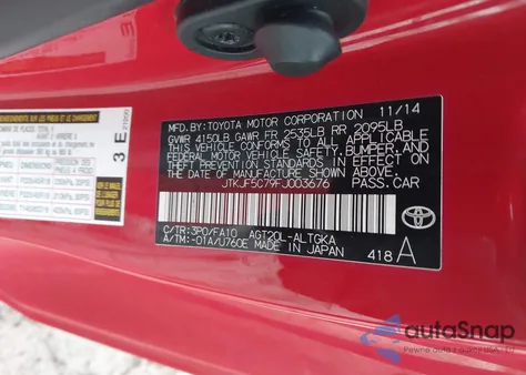 2015 Scion Tc z USA, uszkodzony, nr VIN JTKJF5C79FJ003676